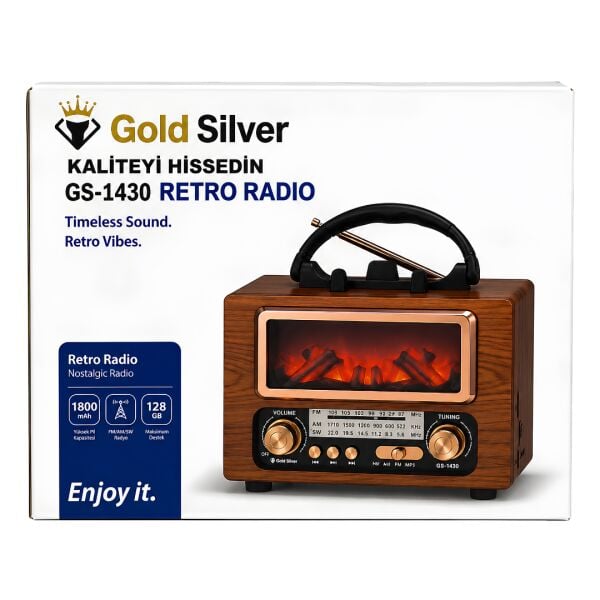 Gold Silver GS-1430 Şömine Görsel Efektli Retro Radyo Geçmişin Radyosu, Geleceğin Teknolojisi