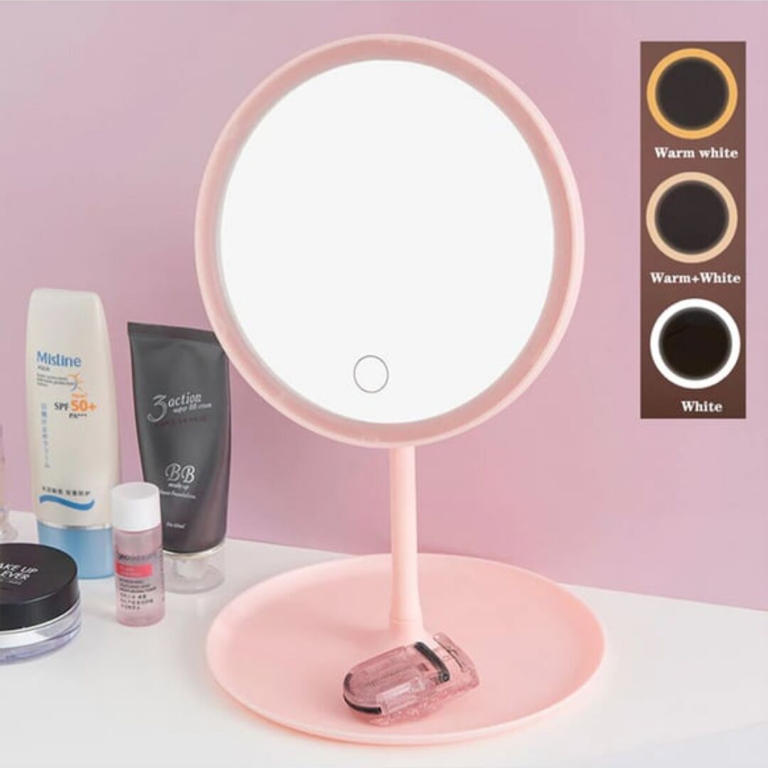 Led Işıklı Dokunmatik katlanabilir Masa Üstü Makyaj Aynası