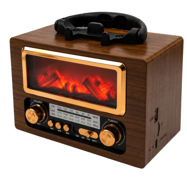 Gold Silver GS-1430 Şömine Görsel Efektli Retro Radyo Geçmişin Radyosu, Geleceğin Teknolojisi