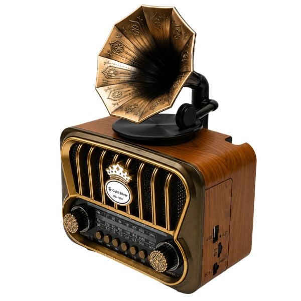 Gold Silver GS-1370 Nostaljik Gramofon Tasarımlı Bluetoothlu 3-Band Radyo & Müzik Çalar