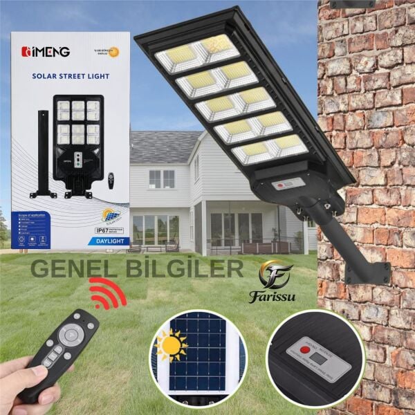 GIMENG 300W Solar Güneş Enerjili Bahçe ve Sokak Lambası - 240 LED Hareket Sensörlü IP67 Su Geçirmez