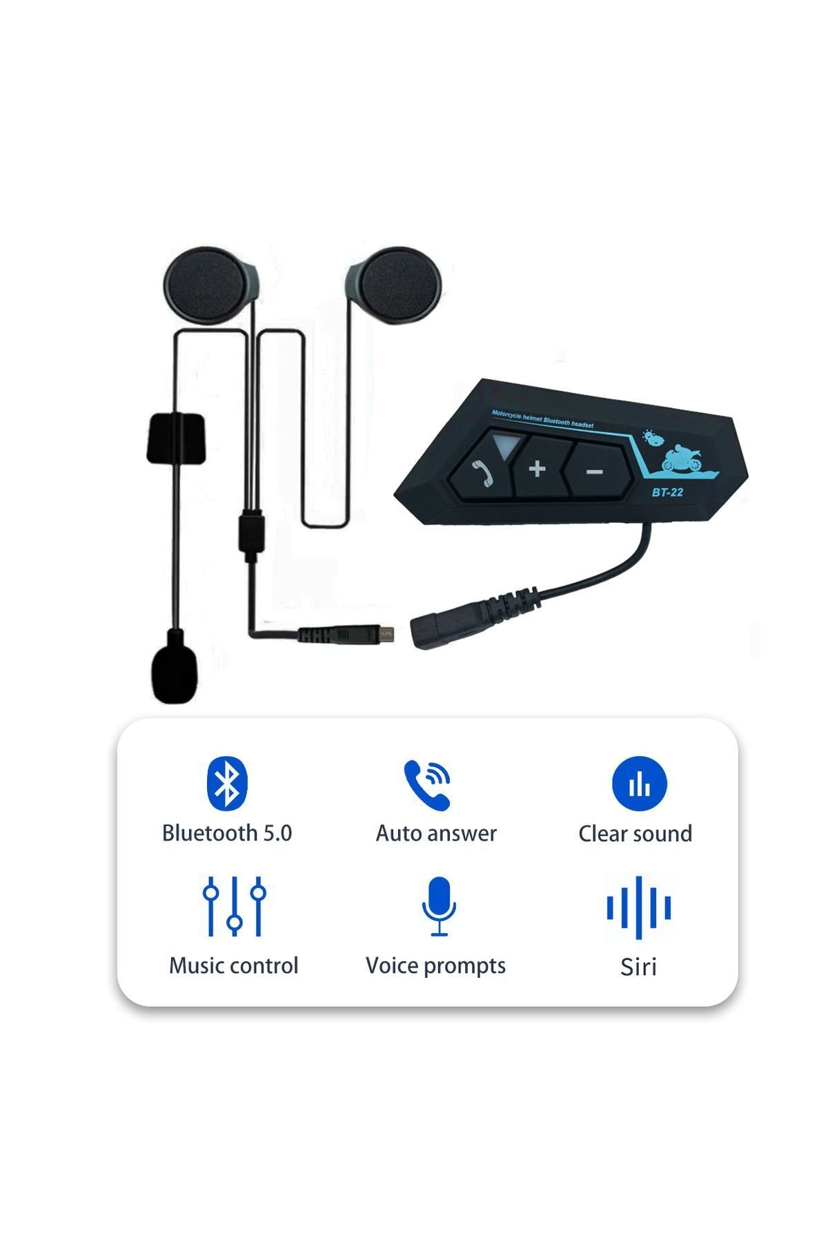 Motorcu Kask Kulakiçi Bluetooth Kulaklık Cevaplama ve Ses Tuşlu Siyah Mikrofonlu Bluetooth Kulaklık