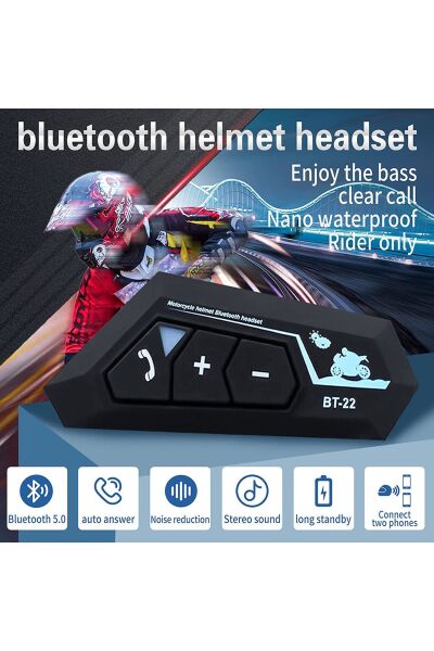 Motorcu Kask Kulakiçi Bluetooth Kulaklık Cevaplama ve Ses Tuşlu Siyah Mikrofonlu Bluetooth Kulaklık
