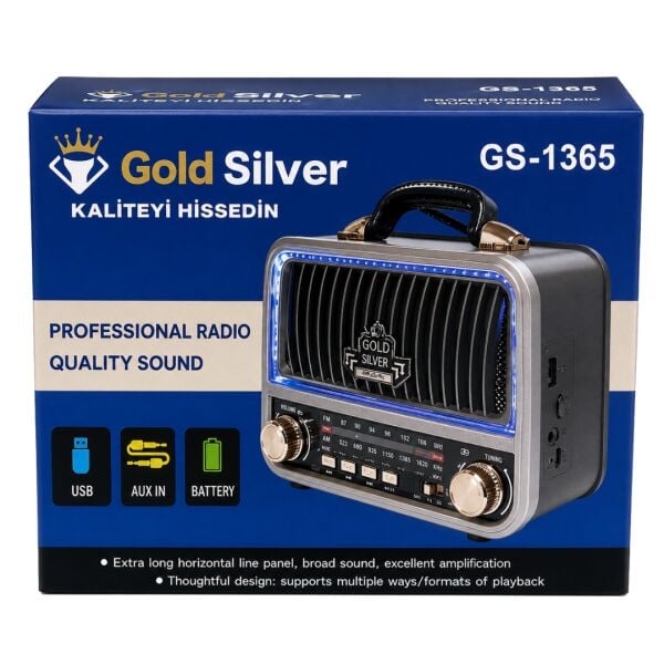 Gold Silver GS-1365 Retro Tasarımlı Taşınabilir Radyo