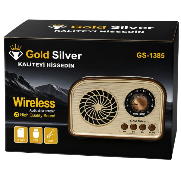 Gold Silver GS-1385 Nostaljik Tasarım Bluetooth Kablosuz Hoparlör