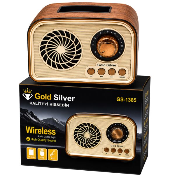 Gold Silver GS-1385 Nostaljik Tasarım Bluetooth Kablosuz Hoparlör