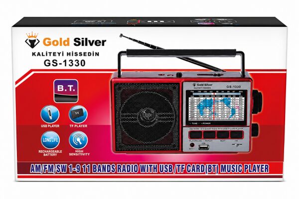 Gold Silver GS-1330 Nostaljik Tasarımlı 11 Bant Şarjlı Radyo