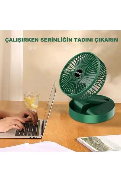 Masaüstü Vantilatör Şarjlı Vantilatör 3 Kademeli  Fan Masa Üstü Telefon Tutcaklı Vantilatör