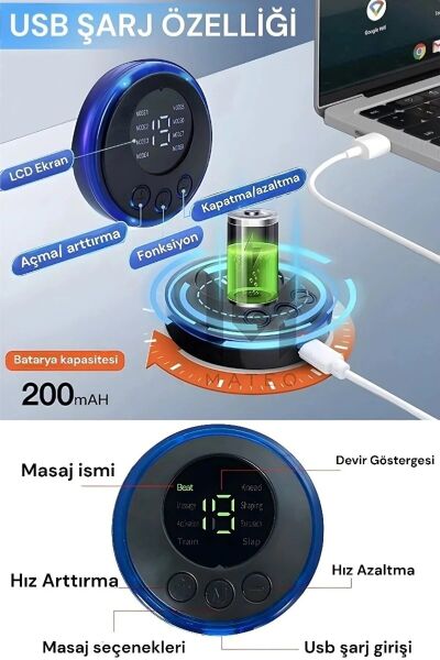 1 Cihaz 1  Ped Elektronik Kas Çalıştırıcı Titreşimli Masaj Aleti 8 Modlu Dijital