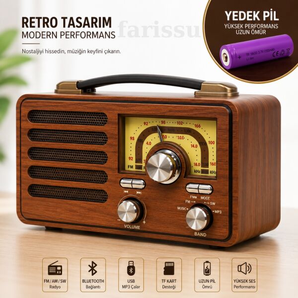 EVERTON  Nostaljik Retro Tasarım Bluetooth Hoparlör ve Radyo RT-755 (YEDEK PİLİ)