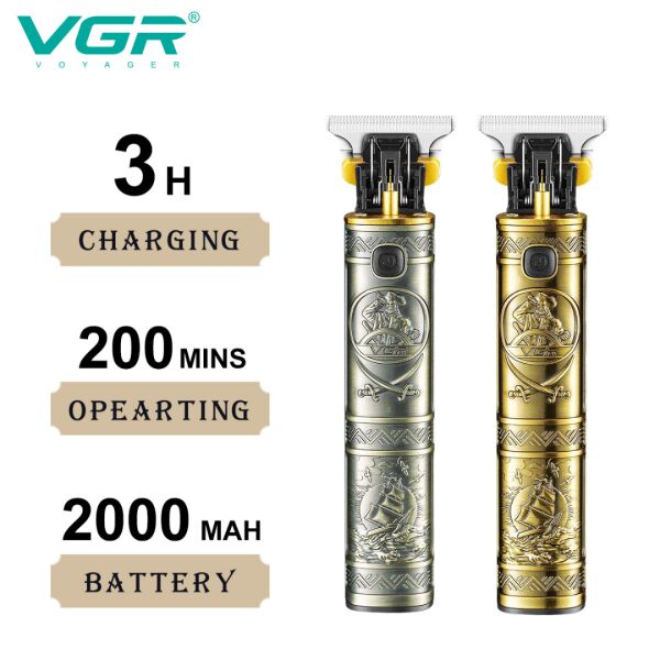 V-096 Profesyonel T-Blade Saç Sakal Kesme Makinesi 2000 mAh Şarjlı Kablosuz Erkek Tıraş Makinesi