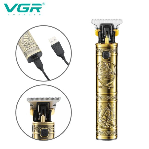 V-096 Profesyonel T-Blade Saç Sakal Kesme Makinesi 2000 mAh Şarjlı Kablosuz Erkek Tıraş Makinesi