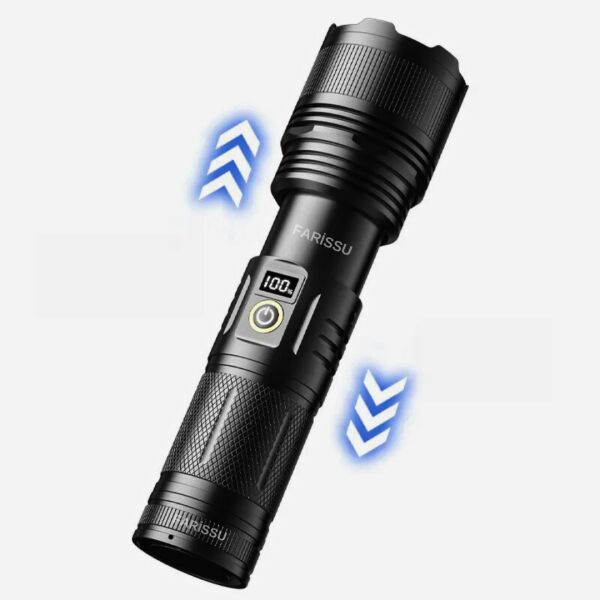B503 100W Şarjlı El Feneri – 7000 Lümen, 8800 mAh Pil, 2000m Menzil, Zumlanabilir, LCD Ekranlı