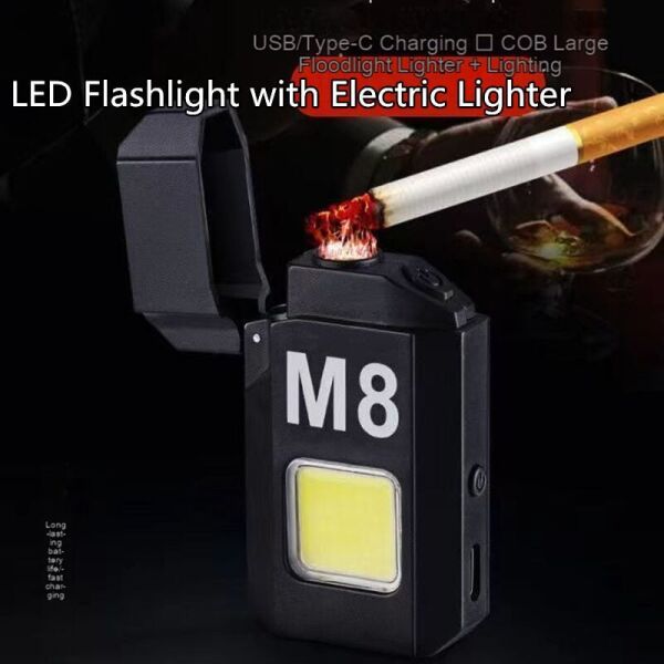 COB LED Mini El Feneri | 800 Lümen | Şarjlı | Su Geçirmez | Mıknatıslı | Şarjlı Çakmaklı