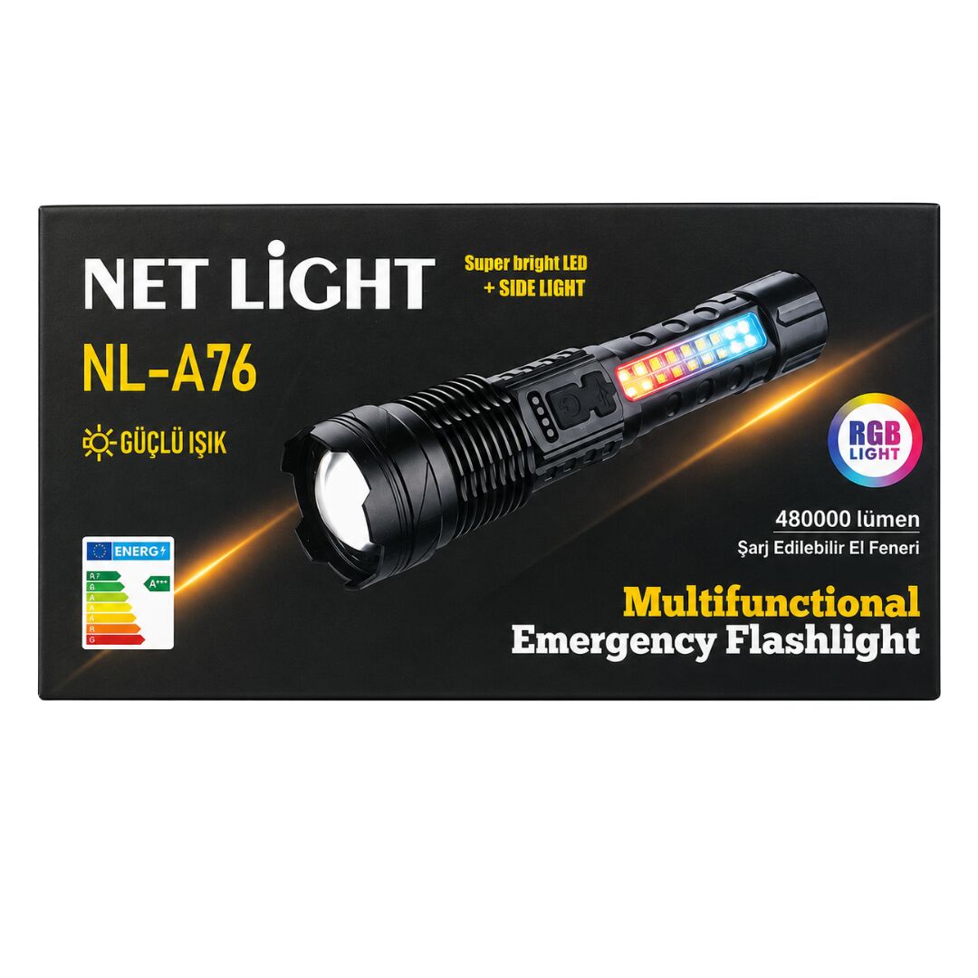 NET LİGHT NL-A76 Çok Fonksiyonlu Şarj Edilebilir El Feneri