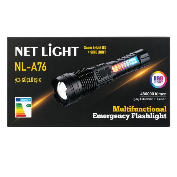 NET LİGHT NL-A76 Çok Fonksiyonlu Şarj Edilebilir El Feneri