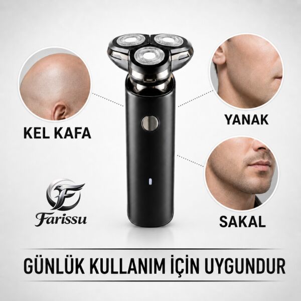 RQ-1880 Döner Başlıklı Islak Kuru Şarjlı Tıraş Makinesi – Sinekkaydı Saç, Sakal ve Yanak Tıraş Aleti
