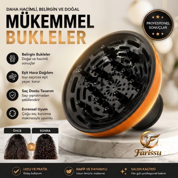 Profesyonel Fön Difüzör Başlığı - Hacim Veren Kıvırcık Saç Şekillendirici Vigo Başlık