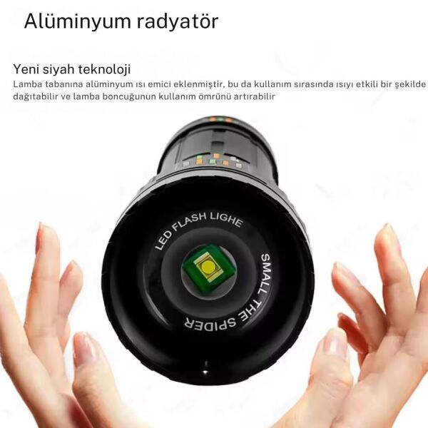 LED Şarjlı El Feneri – Güçlü Aydınlatma, Su Geçirmez, Power Bank Özellikli el feneri küçük boy