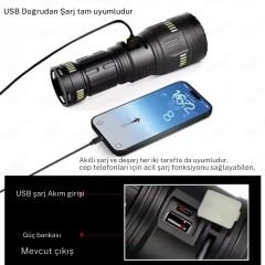 LED Şarjlı El Feneri – Güçlü Aydınlatma, Su Geçirmez, Power Bank Özellikli el feneri küçük boy