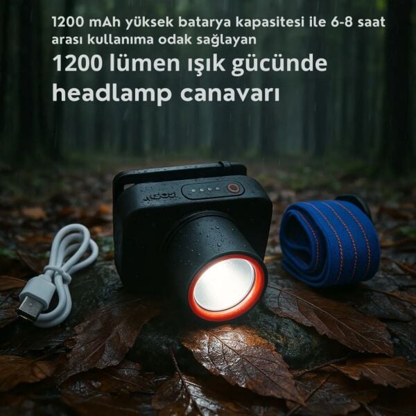 WH-2102 Şarjlı Kafa Feneri - 10W, 1200 Lümen, Zoom Fonksiyonlu, C Tipi Şarjlı