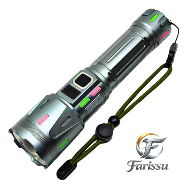 Ultra Güçlü Beyaz Lazer LED El Feneri - 2 KM Menzilli & Powerbank Özellikli (Çift Pil Setli)