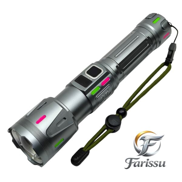 Ultra Güçlü Beyaz Lazer LED El Feneri - 2 KM Menzilli & Powerbank Özellikli (Çift Pil Setli)