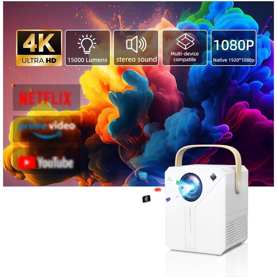 Q96 E300 4K Destekli Android Projektör – Ev Sineması Artık Her Yerde!