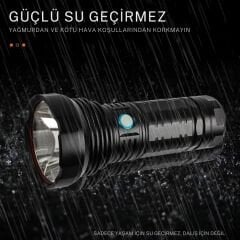 Gold Orion  Şarjlı El Feneri – 9000 Lümen, 100W Işık Gücü, 8800 mAh Batarya, Alüminyum Gövde