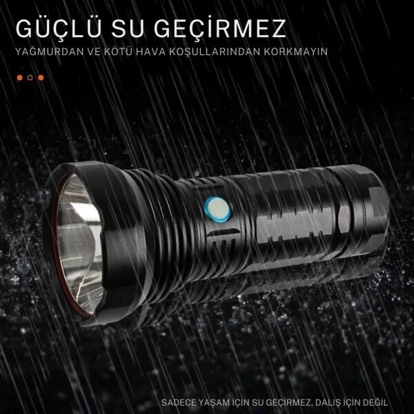Gold Orion  Şarjlı El Feneri – 9000 Lümen, 100W Işık Gücü, 8800 mAh Batarya, Alüminyum Gövde