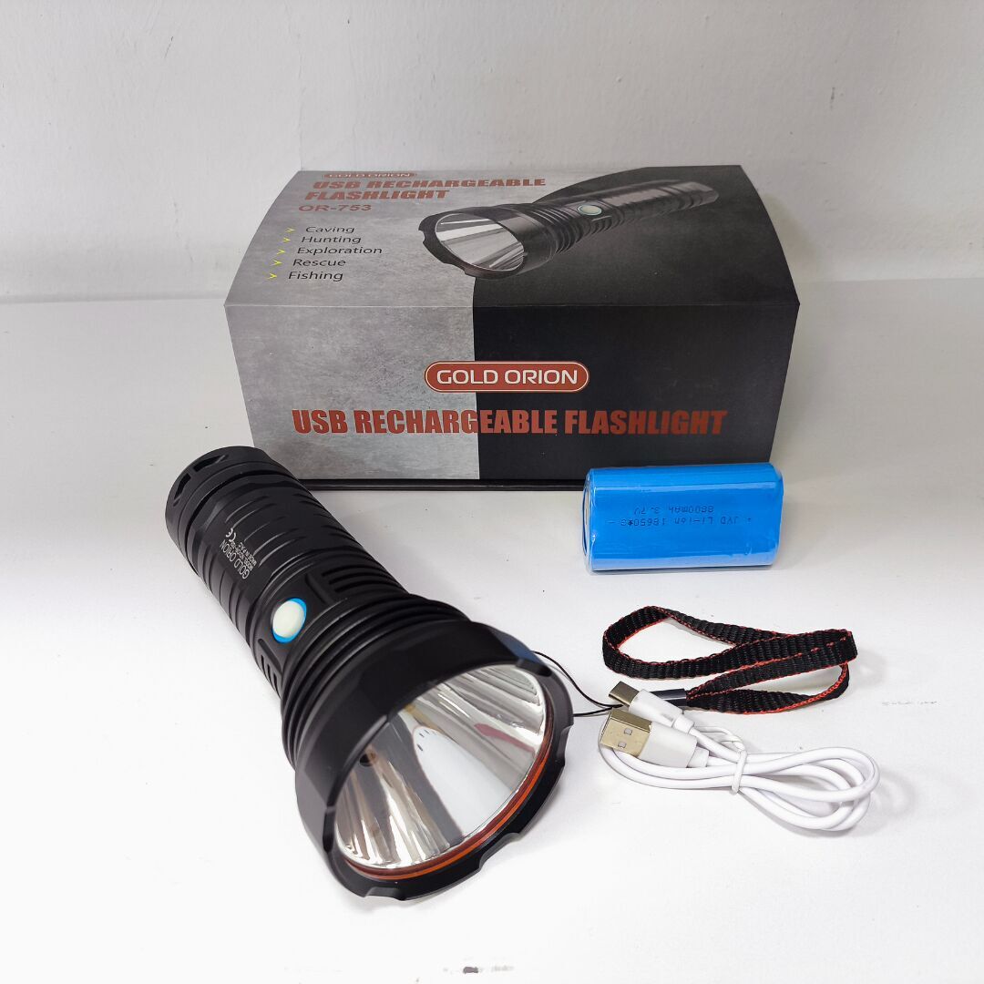 Gold Orion  Şarjlı El Feneri – 9000 Lümen, 100W Işık Gücü, 8800 mAh Batarya, Alüminyum Gövde