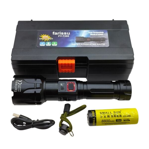 FY-T288 50W 5000 Lümen Ultra Parlak Şarjlı El Feneri | 1.5 Km Menzilli, Powerbank Özellikli