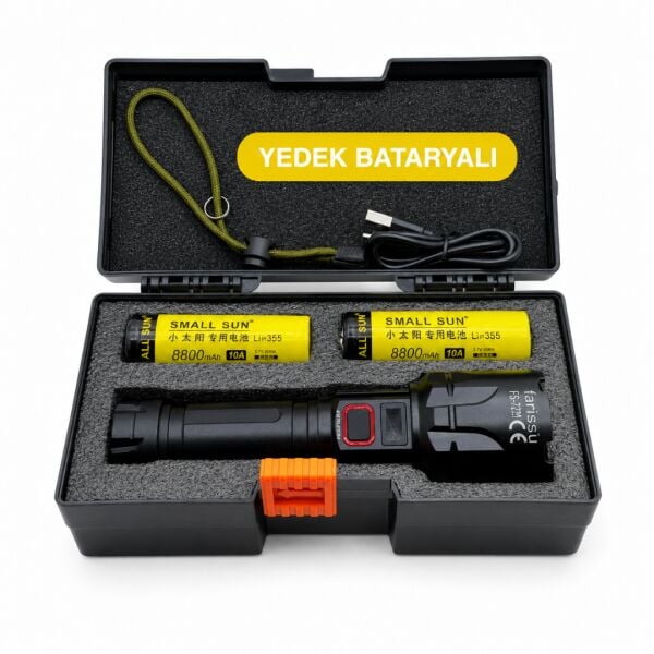 FY-T288 50W 5000 Lümen Ultra Parlak Şarjlı El Feneri | Yedek Bataryalı 1.5 Km Menzilli Powerbank Özellikli