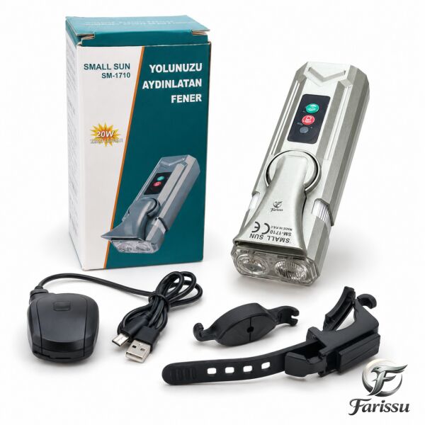 SM-1710 Şarjlı Bisiklet Farı ve Kornası | 2000mAh, LCD Ekranlı,  Profesyonel Bisiklet Aydınlatması
