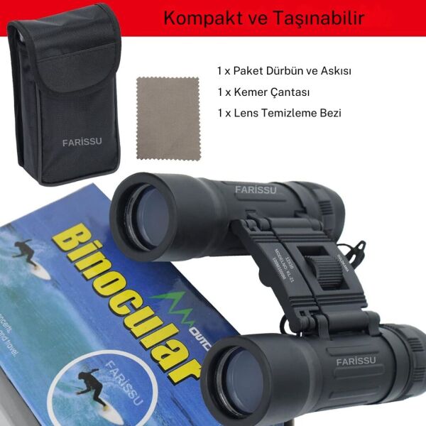 12x30 Dürbün – 12x Zoom, 1000m’de 100m Görüş, Kompakt Tasarım Cep Boy Mini El Dürbünü Kauçuk Kaplama