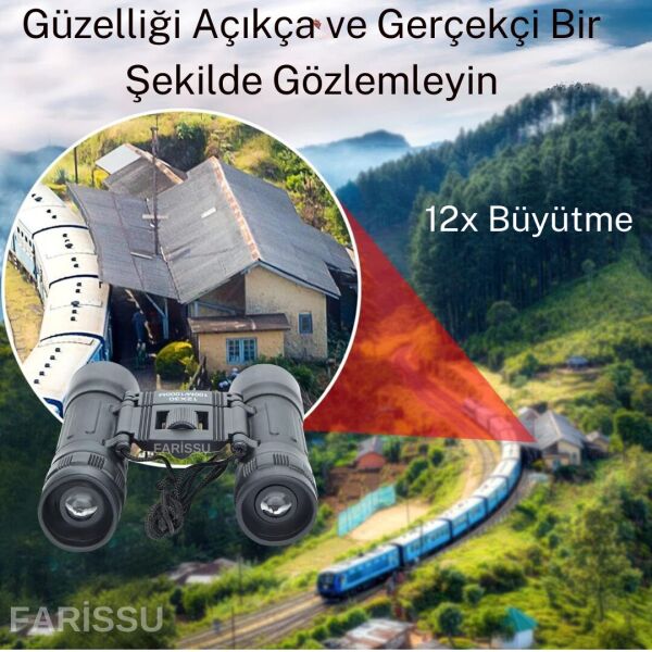 12x30 Dürbün – 12x Zoom, 1000m’de 100m Görüş, Kompakt Tasarım Cep Boy Mini El Dürbünü Kauçuk Kaplama