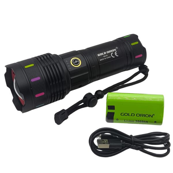 Gold Orion R516 200W 6000 Lümen Teleskopik Zoomlu Şarj Edilebilir LED El Feneri