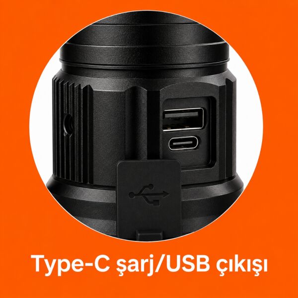 Gold Orion R516 200W 6000 Lümen Teleskopik Zoomlu Şarj Edilebilir LED El Feneri