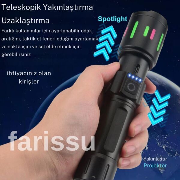 Gold Orion OR-611-TG Alüminyum Alaşımlı El Feneri – 100W Güç, 3000 Lümen, 1000 Metre Menzil!