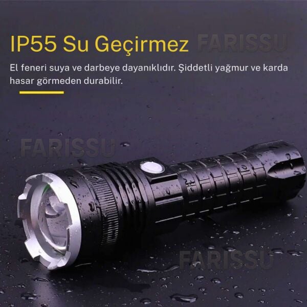 Gold Orion OR-A72 Alüminyum Alaşımlı El Feneri – 100W Güç, 3000 Lümen, 1500 Metre Menzil