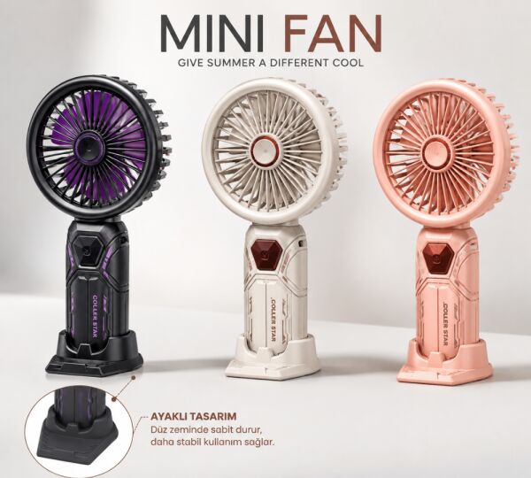 Cooler Star Taşınabilir Mini Fan | 5 Kademeli & USB Şarjlı Masaüstü El Fanı