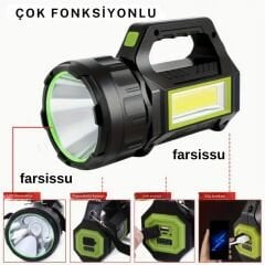 RT-T95  30W Uzun Menzilli Solar Panelli Powerbank Usb Çıkış S.o.s Lu Ultra Güçlü Ledli Şarjlı Feneri