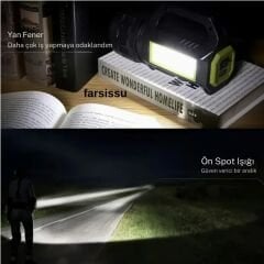 RT-T95  30W Uzun Menzilli Solar Panelli Powerbank Usb Çıkış S.o.s Lu Ultra Güçlü Ledli Şarjlı Feneri