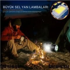 RT-T95  30W Uzun Menzilli Solar Panelli Powerbank Usb Çıkış S.o.s Lu Ultra Güçlü Ledli Şarjlı Feneri