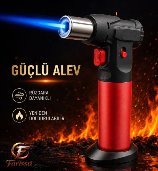 XHG8877 Güçlü Jet Alevli, Rüzgara Dayanıklı ve Çocuk Kilitli Pürmüz Çakmak