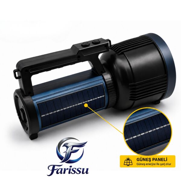 200W Uzun Menzilli Şarjlı El Feneri (1.5 KM) - 9600mAh Powerbank Özellikli Işıldak