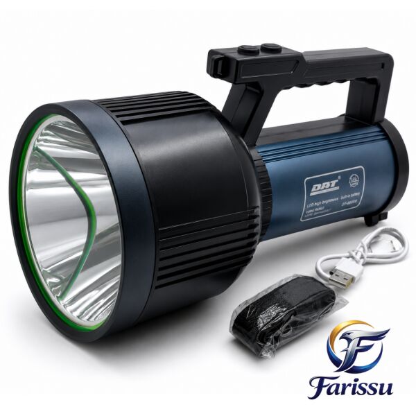 200W Uzun Menzilli Şarjlı El Feneri (1.5 KM) - 9600mAh Powerbank Özellikli Işıldak
