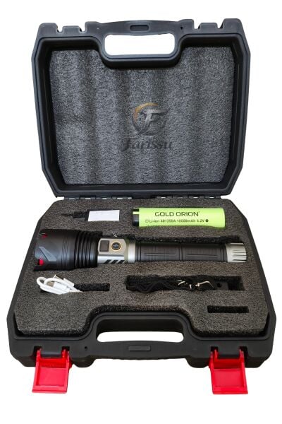 R648 Ultra Güçlü El Feneri 200W 6000 Lümen (3 KM Menzil - 5 Işık Modlu Çantalı Set)