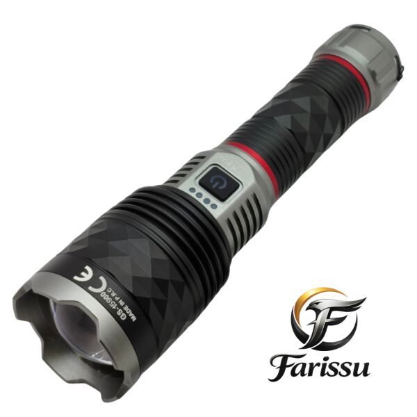 Gold Silver GS-15900 Profesyonel Şarjlı El Feneri 60W 6000 Lümen - 7000 mAh Zoomlu El Feneri