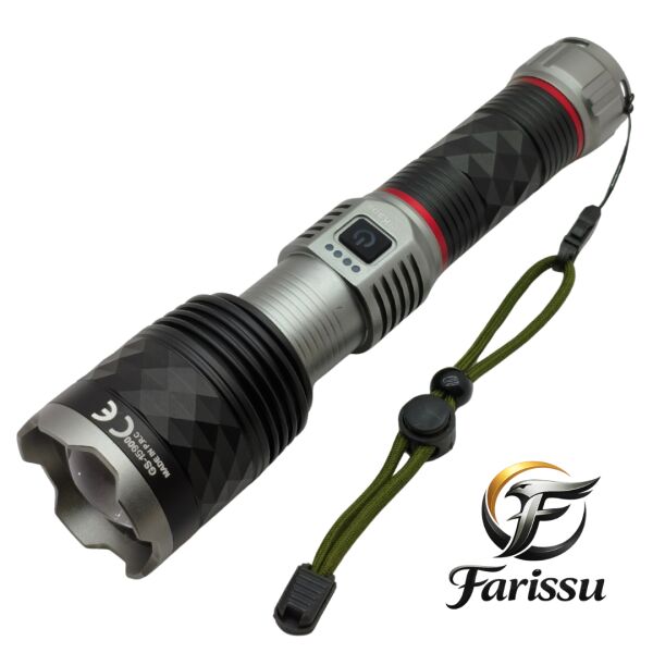 Gold Silver GS-15900 Profesyonel Şarjlı El Feneri 60W 6000 Lümen - 7000 mAh Zoomlu El Feneri